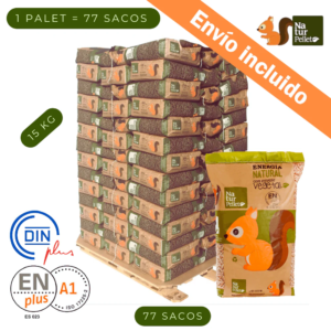 Pellets NATURPELLET DIN ENplus A1 - 1 Palet de 77 Sacos de 15kg (1155 kg)